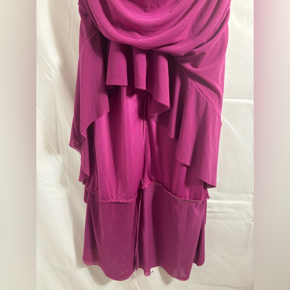 NWT Zesica Fuchsia Ruched Body-con High Low Ruffle Mermaid Hem Size L - Picture 5 of 16
